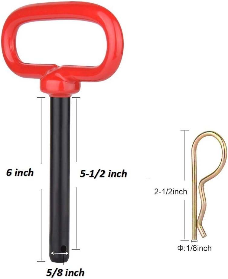Comonc 5/8" Trailer Pins Red Handle Hitch Pin with Clip Tractor Pins Tow Dolly Hitch Clevis Pin 5/8X5-1/2 ,2PCS - Image 2